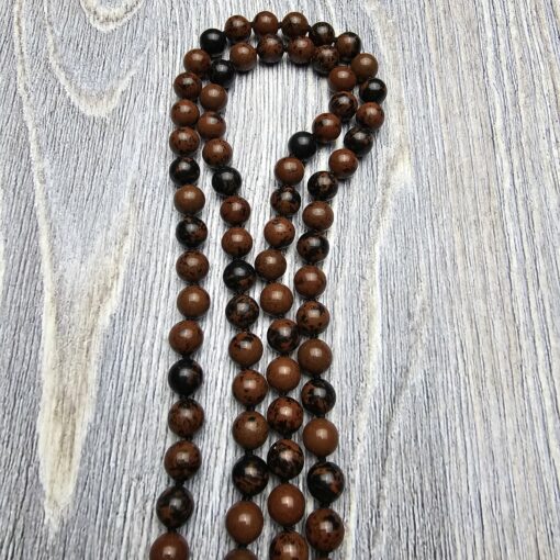 Obsidian („Mahagoni-Obsidian“) -Mala (2) mit Obsidian-Anhänger (Guanyin-Kopf) – Bild 10