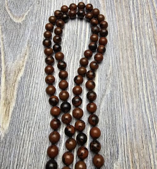 Obsidian („Mahagoni-Obsidian“) -Mala (3) mit Obsidian-Anhänger (Ganesha) – Bild 10