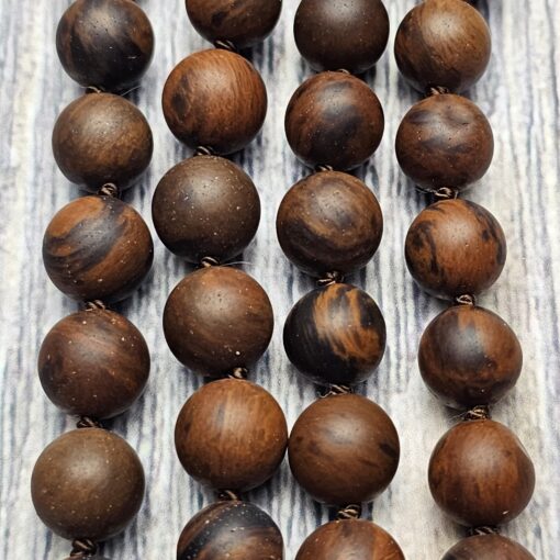 Obsidian („Mahagoni-Obsidian“) -Mala, matt, mit Seidenquaste – Bild 2