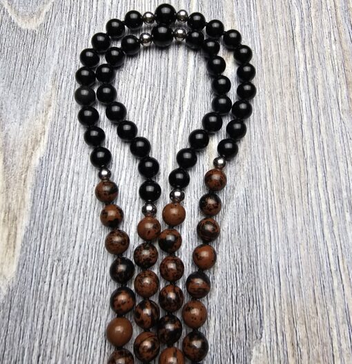 Obsidian („Mahagoni-Obsidian“) -Obsidian-Mala mit „Mahagoni-Obsidian“-Donut – Bild 10
