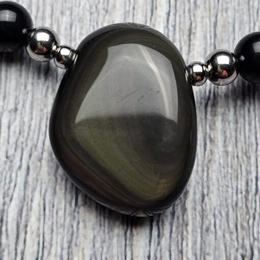 Obsidian („Regenbogen-Obsidian“) -Mala (2) mit „Regenbogen-Obsidian“-Anhänger und Armband – Bild 10