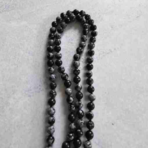 Obsidian („Schneeflocken-Obsidian“) -Mala mit „Schneeflocken-Obsidian“-Donut – Bild 10