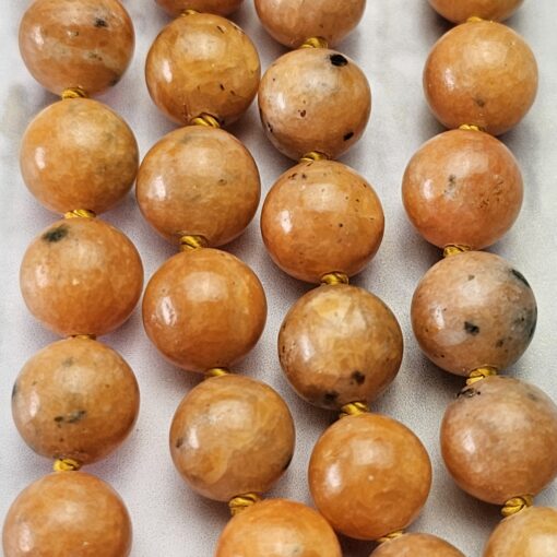 Calcit (orangefarben und gelb) -Kupfer-Mala mit gelbem Calcit-Donut – Bild 2