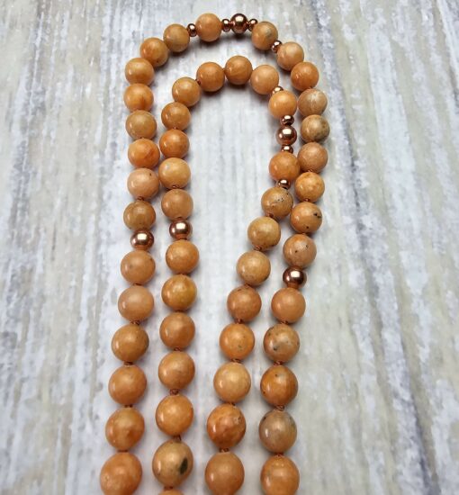 Calcit (orangefarben) -Kupfer-Mala mit orangefarbenem Aventurinquarz-Donut – Bild 11
