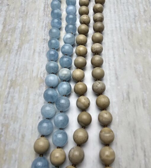 Flint (Feuerstein) -Aquamarin-Mala mit Flint-Donut – Bild 11