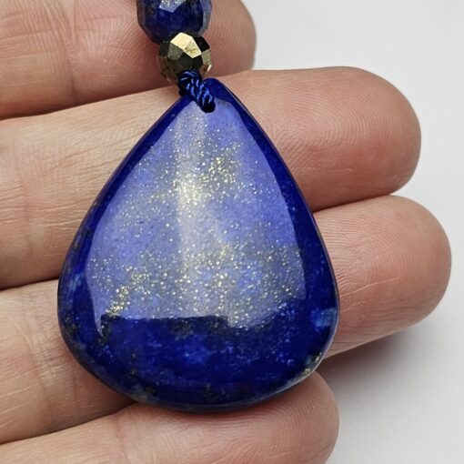 Lapislazuli-Pyrit-Mala, facettiert, mit Lapislazuli-Anhänger und Armband – Bild 11