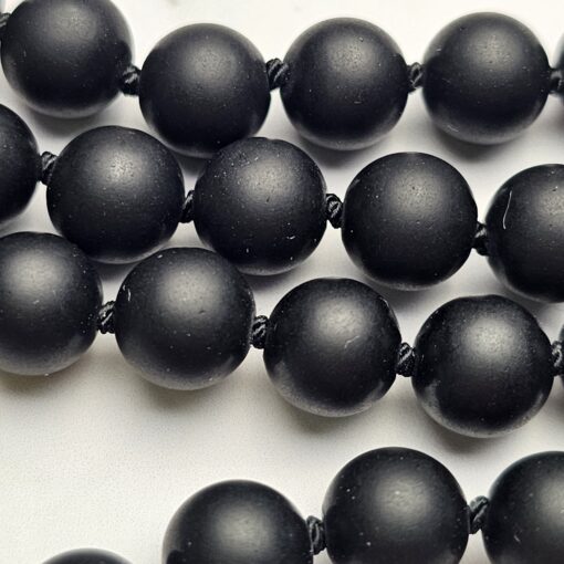 Lizardit (Serpentin) -Obsidian (matt) -Mala (2) mit Lizardit-Anhänger – Bild 11