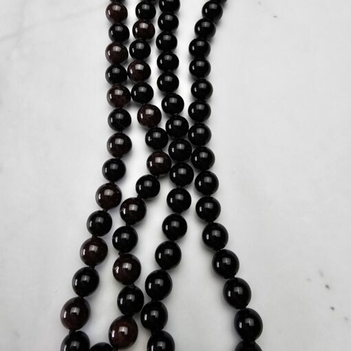 Morion Rauchquarz-Granat-Mala mit Seidenquaste und zwei Armbändern – Bild 11