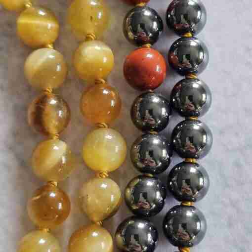 Hämatit-Jaspis (rot) -Tigeraugen-Mala (3) mit Tigereisen-Donut – Bild 10