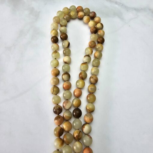 Serpentin („Afghanische Jade“) -Mala mit Seidenquaste und Armband – Bild 11