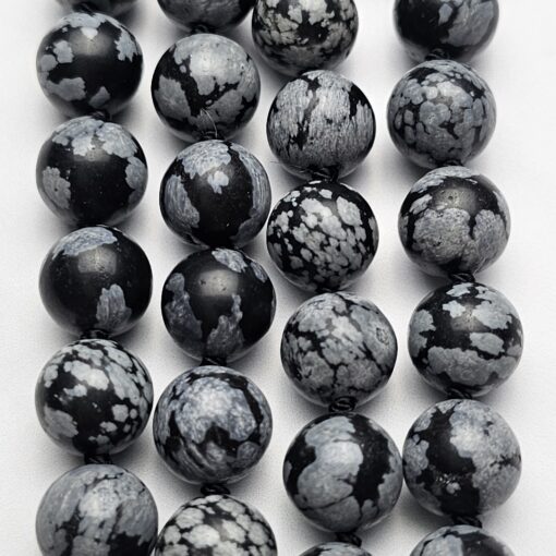 Obsidian („Schneeflocken-Obsidian“) -Mala (2) mit „Schneeflocken-Obsidian“-Donut – Bild 2