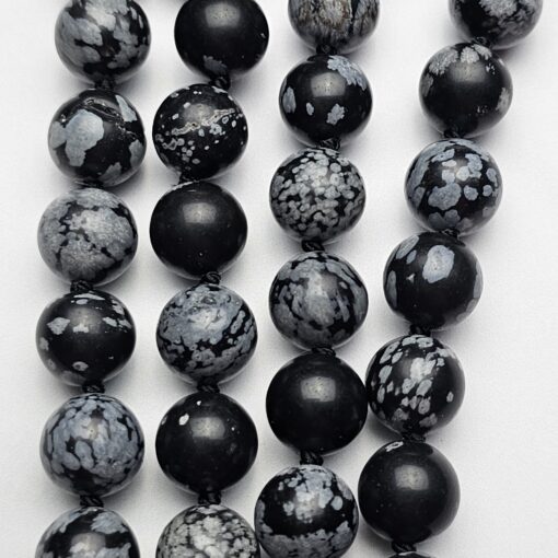 Obsidian („Schneeflocken-Obsidian“) -Obsidian-Mala mit „Schneeflocken-Obsidian“-Donut – Bild 10