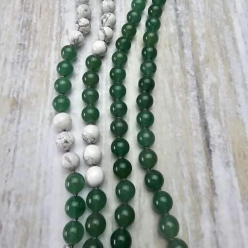 Aventurinquarz (grün) -Magnesit-Mala mit grünem Aventurinquarz-Anhänger und Armband – Bild 12