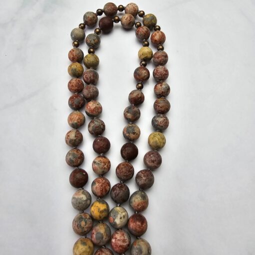 Meta-Rhyolith („Leopardenstein“) -Mala, matt (2), mit „Leopardenstein“-Anhänger und Armband – Bild 12