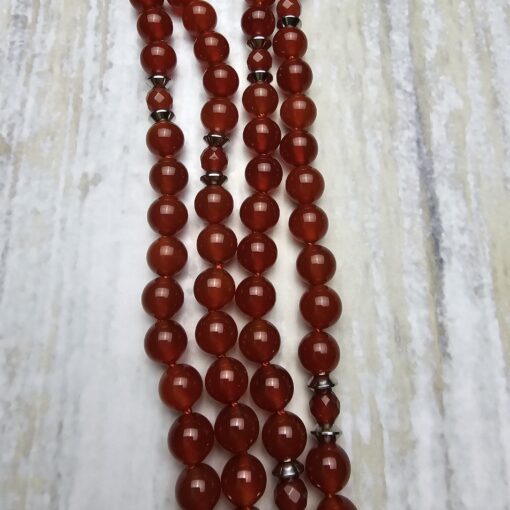 Rote Onyx/Achat-Mala mit Edelstahlanhänger und zwei Armbändern – Bild 12