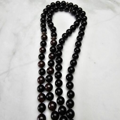 Morion Rauchquarz-Granat-Mala mit Seidenquaste und zwei Armbändern – Bild 13