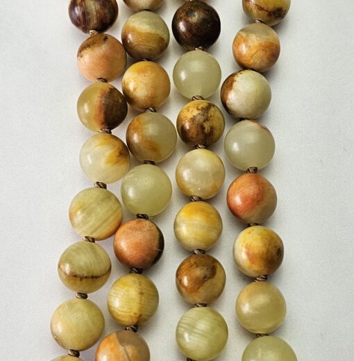 Serpentin („Afghanische Jade“) -Mala mit Seidenquaste und Armband – Bild 2