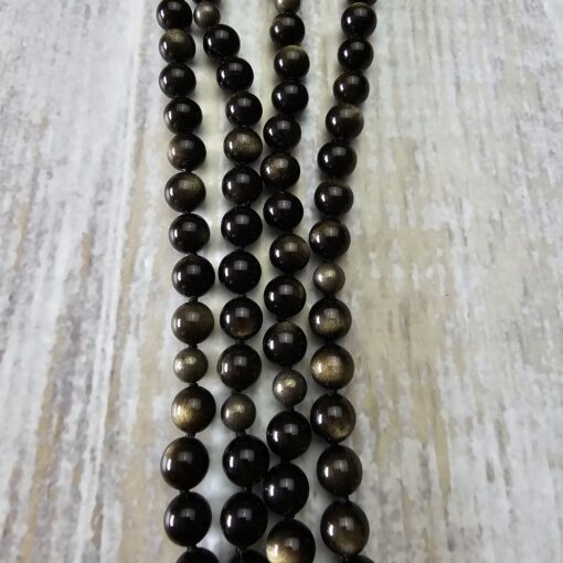 Obsidian („Goldobsidian“) -Pyrit-Mala (1) mit „Goldobsidian“-Anhänger und Armband – Bild 12