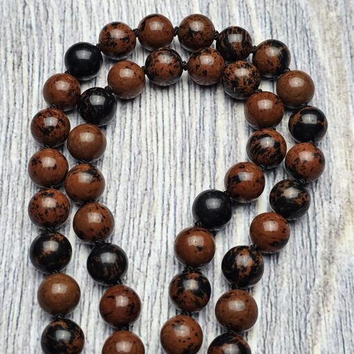 Obsidian („Mahagoni-Obsidian“) -Mala (2) mit Obsidian-Anhänger (Guanyin-Kopf) – Bild 11