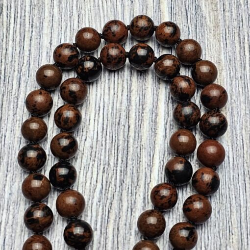 Obsidian („Mahagoni-Obsidian“) -Mala (3) mit Obsidian-Anhänger (Ganesha) – Bild 11