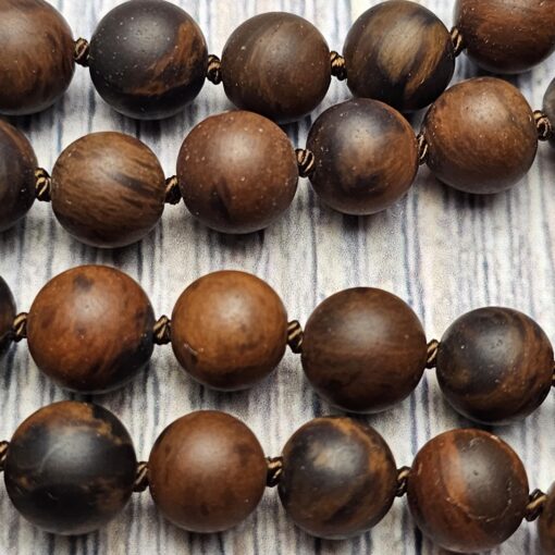 Obsidian („Mahagoni-Obsidian“) -Mala, matt, mit Seidenquaste – Bild 11