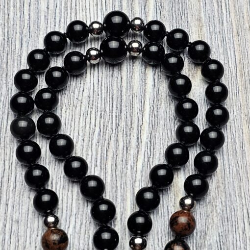 Obsidian („Mahagoni-Obsidian“) -Obsidian-Mala mit „Mahagoni-Obsidian“-Donut – Bild 11