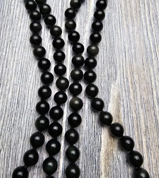 Obsidian („Regenbogen-Obsidian“) -Mala (2) mit „Regenbogen-Obsidian“-Anhänger und Armband – Bild 12