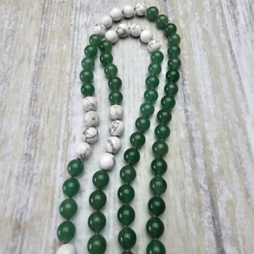 Aventurinquarz (grün) -Magnesit-Mala mit grünem Aventurinquarz-Anhänger und Armband – Bild 14