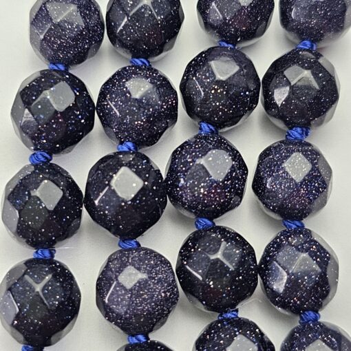 Blaufluss-Mala, facettiert, mit Blaufluss-Donut – Bild 2