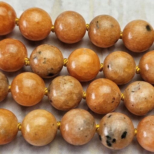 Calcit (orangefarben und gelb) -Kupfer-Mala mit gelbem Calcit-Donut – Bild 12