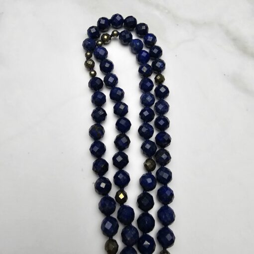Lapislazuli-Pyrit-Mala, facettiert, mit Lapislazuli-Anhänger und Armband – Bild 14