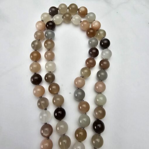 Mondstein-Mala, verschiedenfarbig, mit grauem Mondstein-Anhänger und Armband – Bild 13