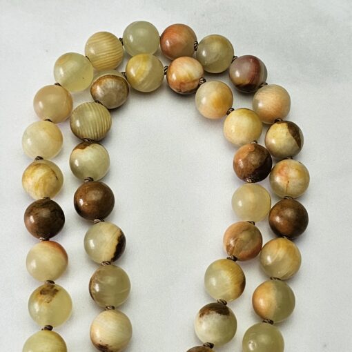 Serpentin („Afghanische Jade“) -Mala mit Seidenquaste und Armband – Bild 12