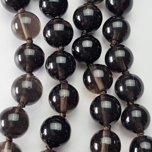Obsidian („Lamellenobsidian“) -Mala, mit „Lamellenobsidian“-Navette und Armband – Bild 2