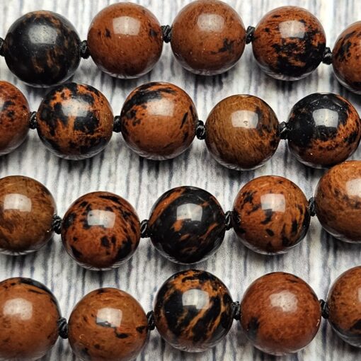 Obsidian („Mahagoni-Obsidian“) -Mala (3) mit Obsidian-Anhänger (Ganesha) – Bild 12