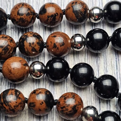 Obsidian („Mahagoni-Obsidian“) -Obsidian-Mala mit „Mahagoni-Obsidian“-Donut – Bild 12