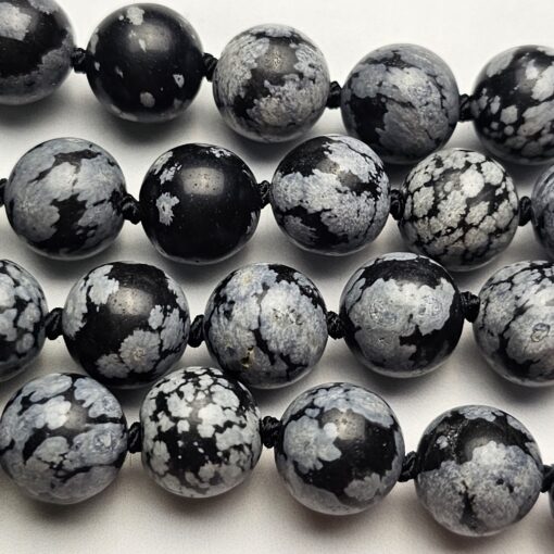 Obsidian („Schneeflocken-Obsidian“) -Mala (2) mit „Schneeflocken-Obsidian“-Donut – Bild 12