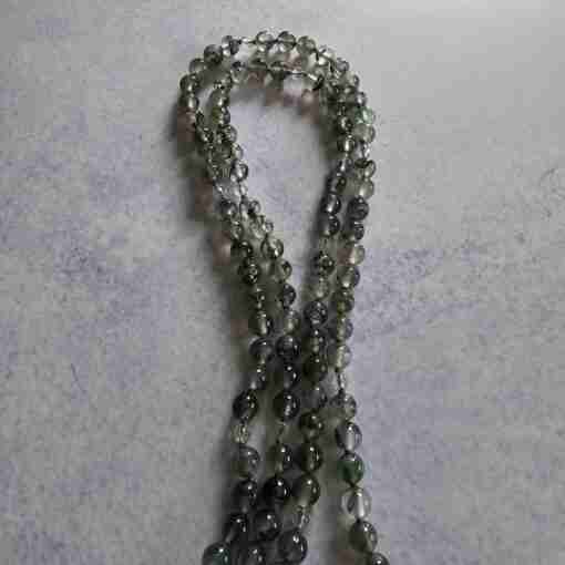 Moosachat-Bergkristall (facettiert) -Mala (1) mit Moosachat-Anhänger (Tropfen) und Armband – Bild 12