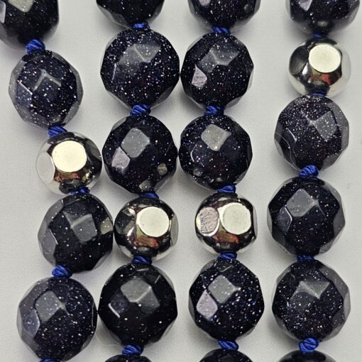 Blaufluss-Mala, facettiert, mit Blaufluss-Donut – Bild 12