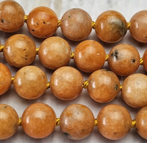 Calcit (orangefarben und gelb) -Kupfer-Mala mit gelbem Calcit-Donut – Bild 13