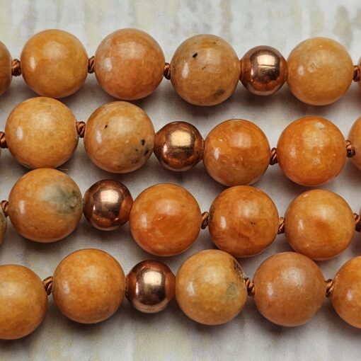 Calcit (orangefarben) -Kupfer-Mala mit orangefarbenem Aventurinquarz-Donut – Bild 13