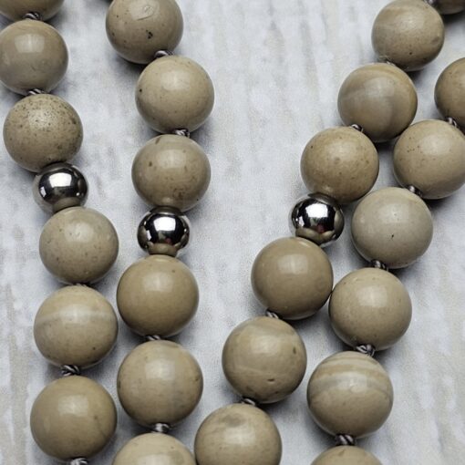 Flint (Feuerstein) -Bergkristall-Mala (1) mit großem Flint-Donut und Armband – Bild 12