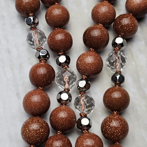 Goldfluss-Bergkristall (facettiert) -Mala (2) mit Goldfluss-Donut – Bild 13