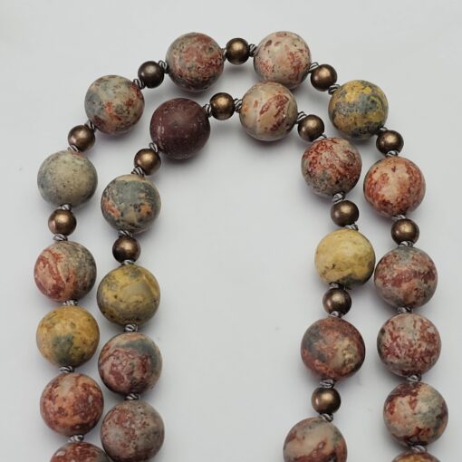 Meta-Rhyolith („Leopardenstein“) -Mala, matt (2), mit „Leopardenstein“-Anhänger und Armband – Bild 13