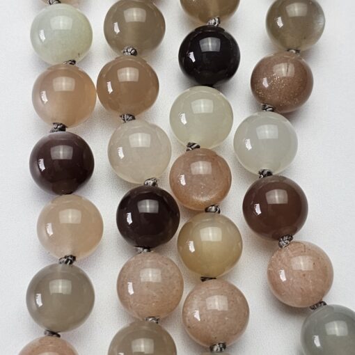Mondstein-Mala, verschiedenfarbig, mit grauem Mondstein-Anhänger und Armband – Bild 2