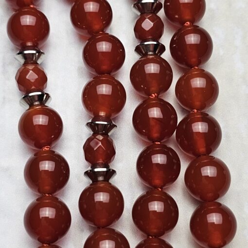 Rote Onyx/Achat-Mala mit Edelstahlanhänger und zwei Armbändern – Bild 2