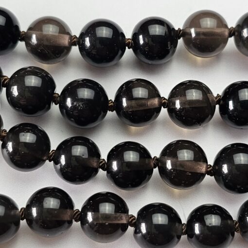 Obsidian („Lamellenobsidian“) -Mala, mit „Lamellenobsidian“-Navette und Armband – Bild 13