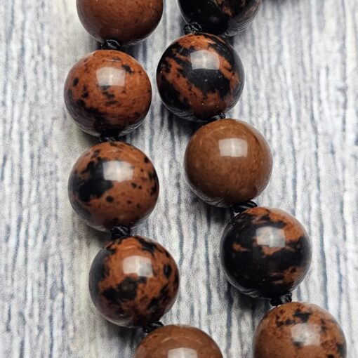Obsidian („Mahagoni-Obsidian“) -Mala (2) mit Obsidian-Anhänger (Guanyin-Kopf) – Bild 13