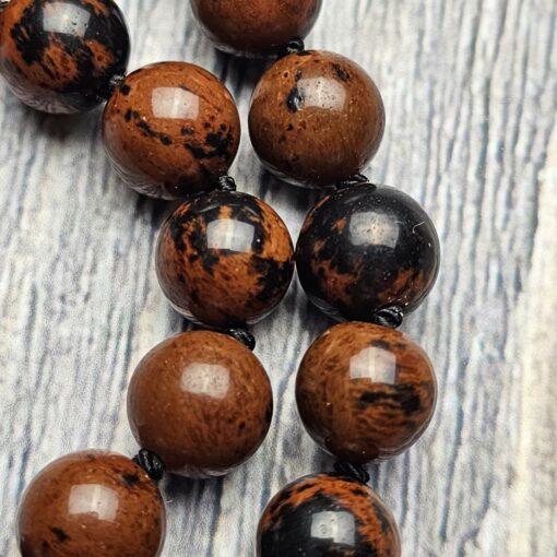 Obsidian („Mahagoni-Obsidian“) -Mala (3) mit Obsidian-Anhänger (Ganesha) – Bild 13