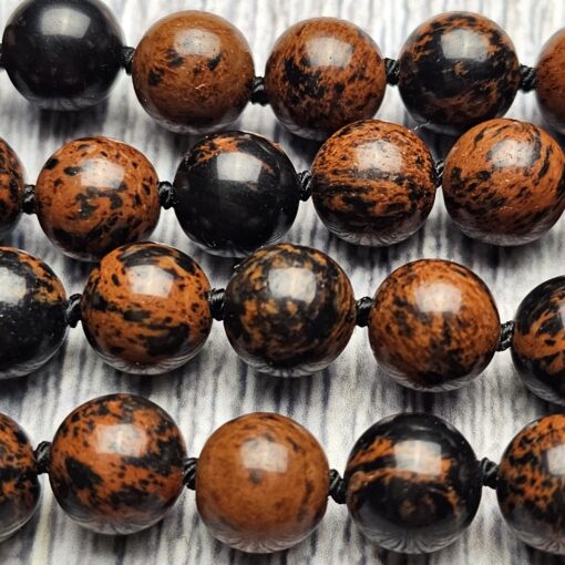 Obsidian („Mahagoni-Obsidian“) -Obsidian-Mala mit „Mahagoni-Obsidian“-Donut – Bild 13